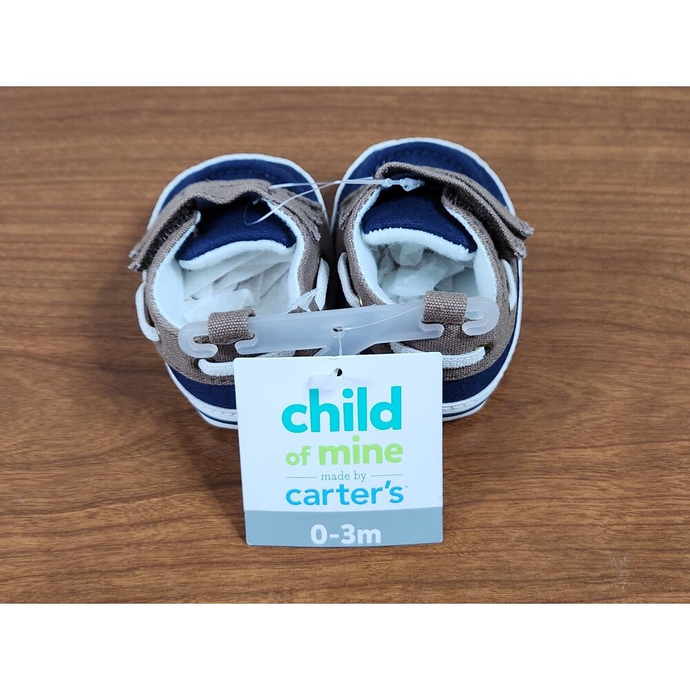 Child Of Mine By Carter's Baby Boys Boat Shoes Size 0-3 Months NWT
